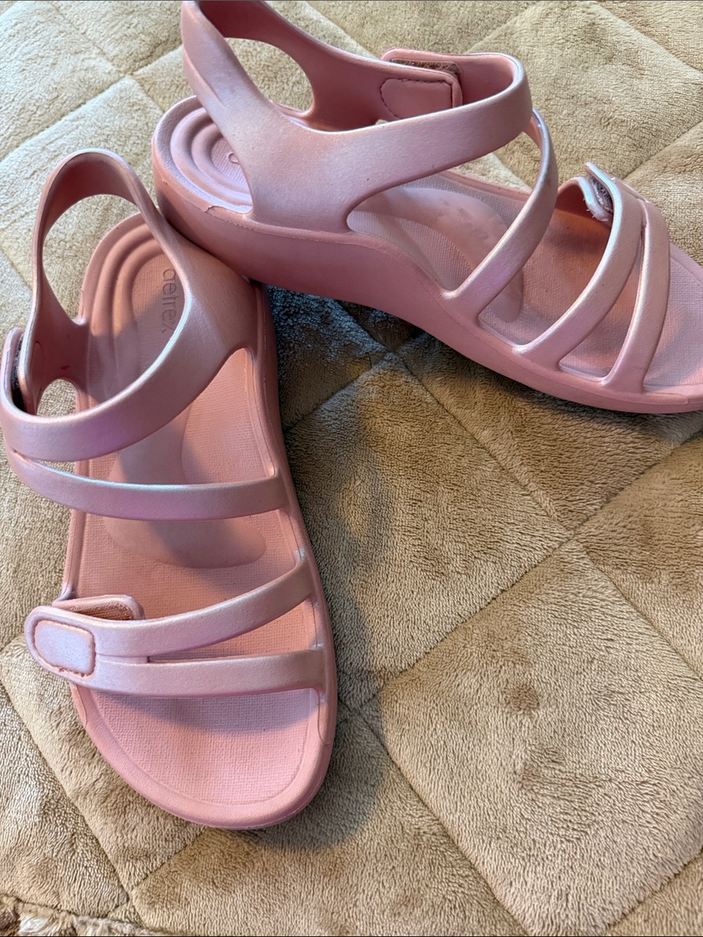 Aetrex Pink Triple-Strap Comfort Sandals